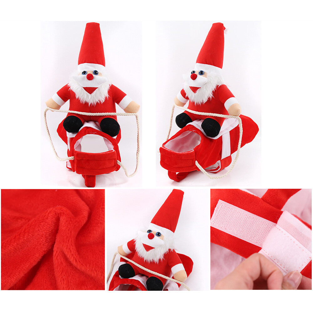 UK Pet Dog Cat Puppy Costume Christmas Xmas Santa Claus Riding Apparel Outfits X
