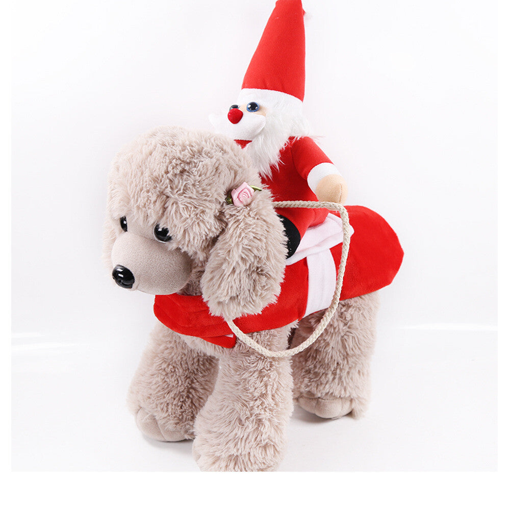 UK Pet Dog Cat Puppy Costume Christmas Xmas Santa Claus Riding Apparel Outfits X