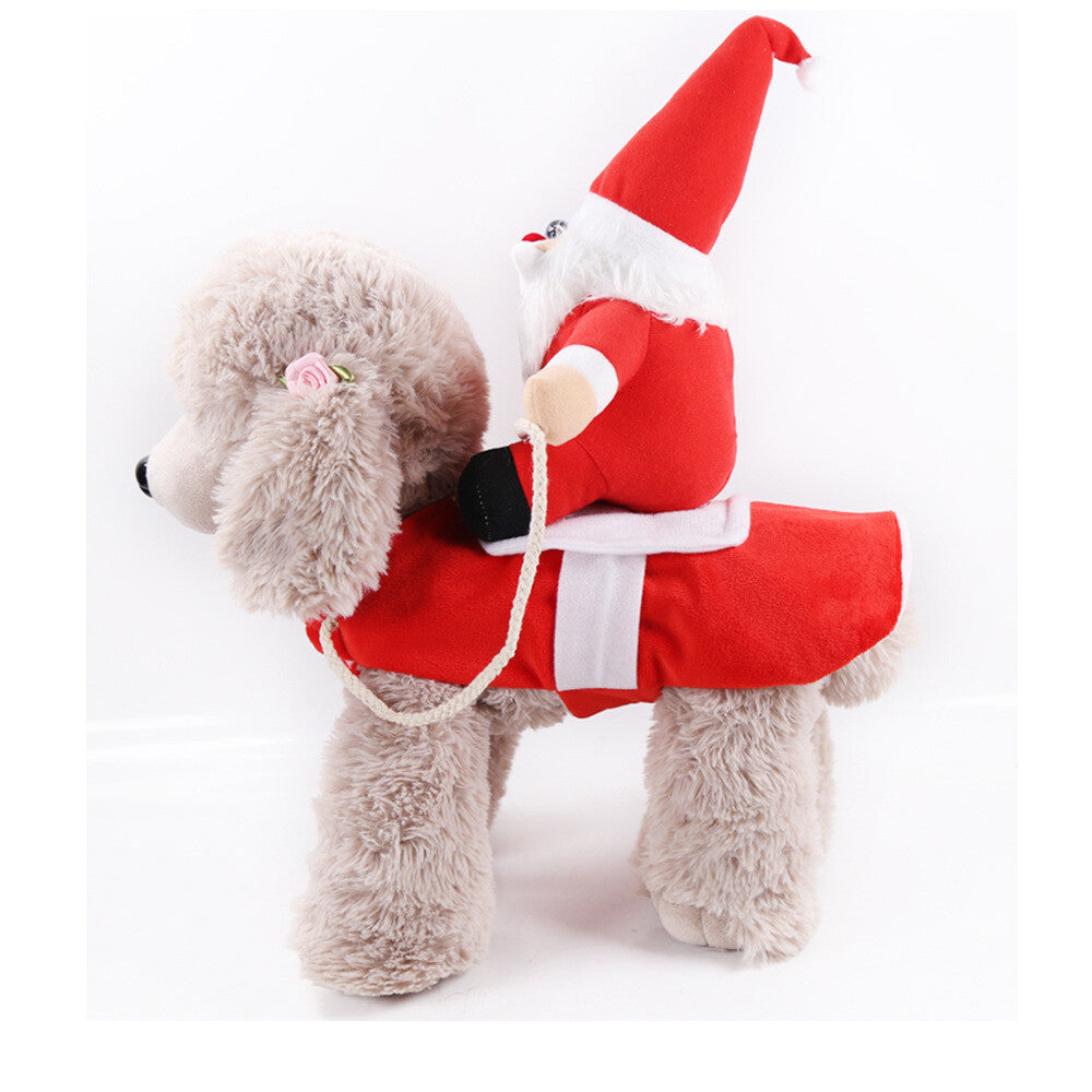 UK Pet Dog Cat Puppy Costume Christmas Xmas Santa Claus Riding Apparel Outfits X