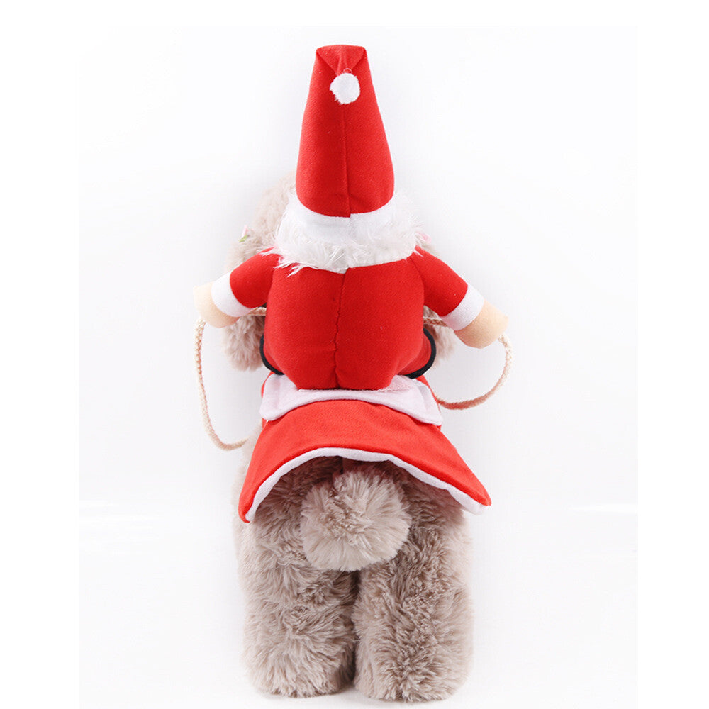UK Pet Dog Cat Puppy Costume Christmas Xmas Santa Claus Riding Apparel Outfits X