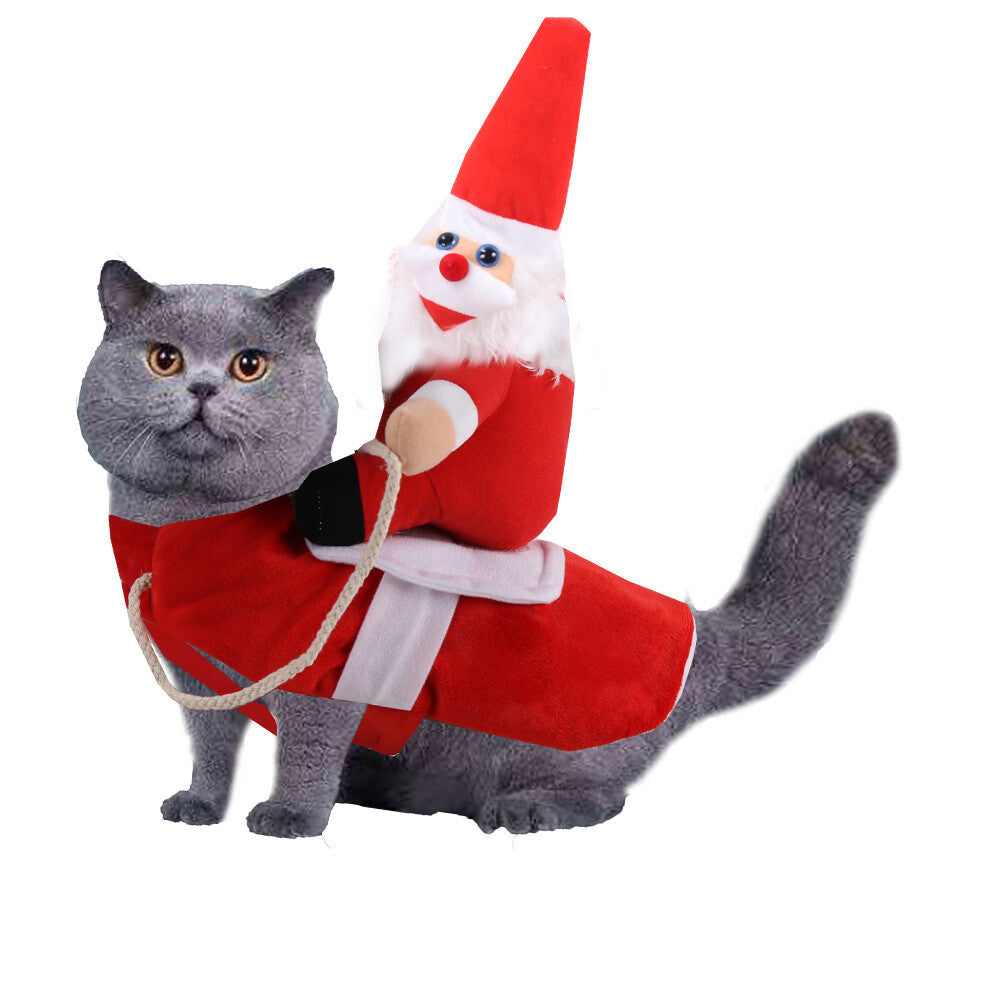 UK Pet Dog Cat Puppy Costume Christmas Xmas Santa Claus Riding Apparel Outfits X